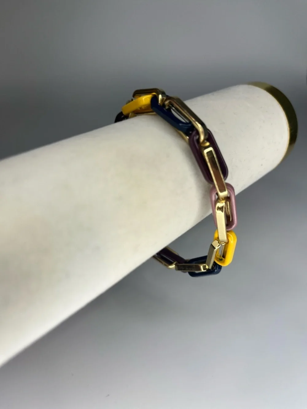 NWOB Marilyn Schiff Multicolor Enamel Link Bracelet | Gold Tone Statement Piece